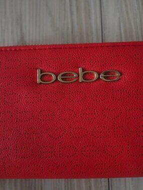 bebe Red Wallet with Gold Logo